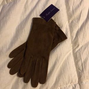 Brown suede gloves